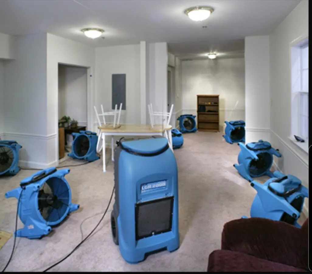 Air movers and dehumidifier setup for Water Extraction & Removal in Lincolnshire